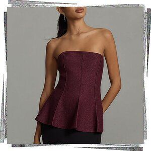 NWT: Rich Red Sparkly Hourglass Silhouette Sweater Tank w/ Detachable Straps (S)